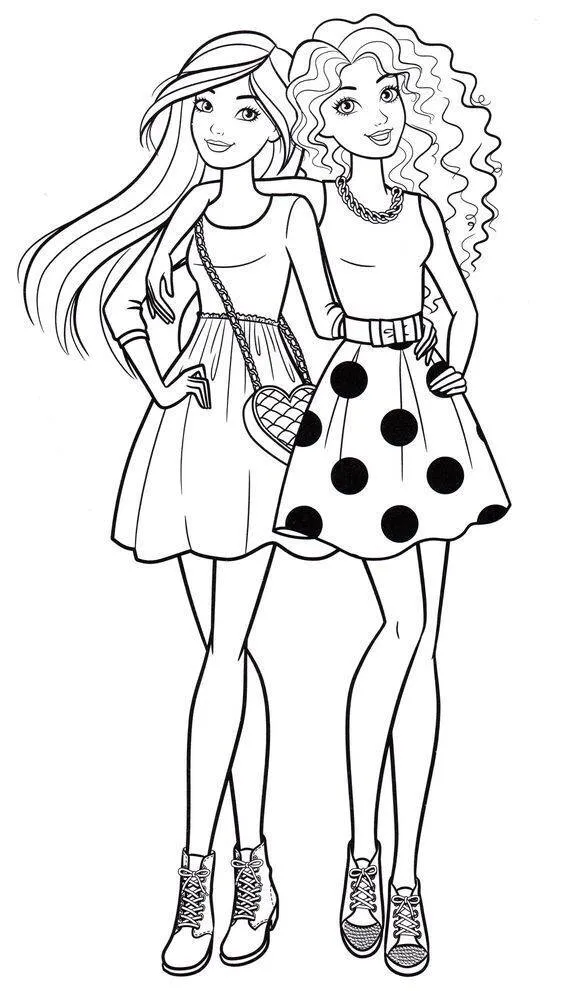 Desenho para Meninas de Amigas Estilosas para Colorir