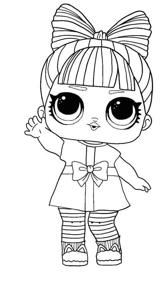 Desenho para Menina de Boneca com Laço Gigante para Colorir