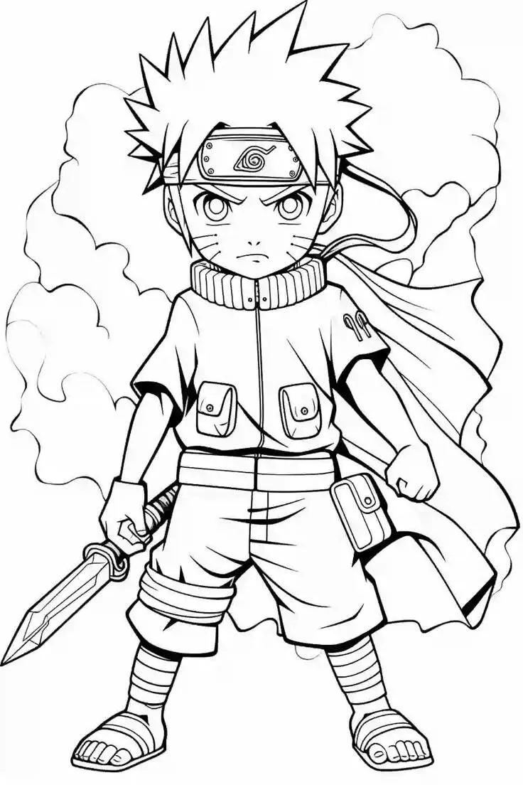 Ninja with Sword Coloring Page for Boys