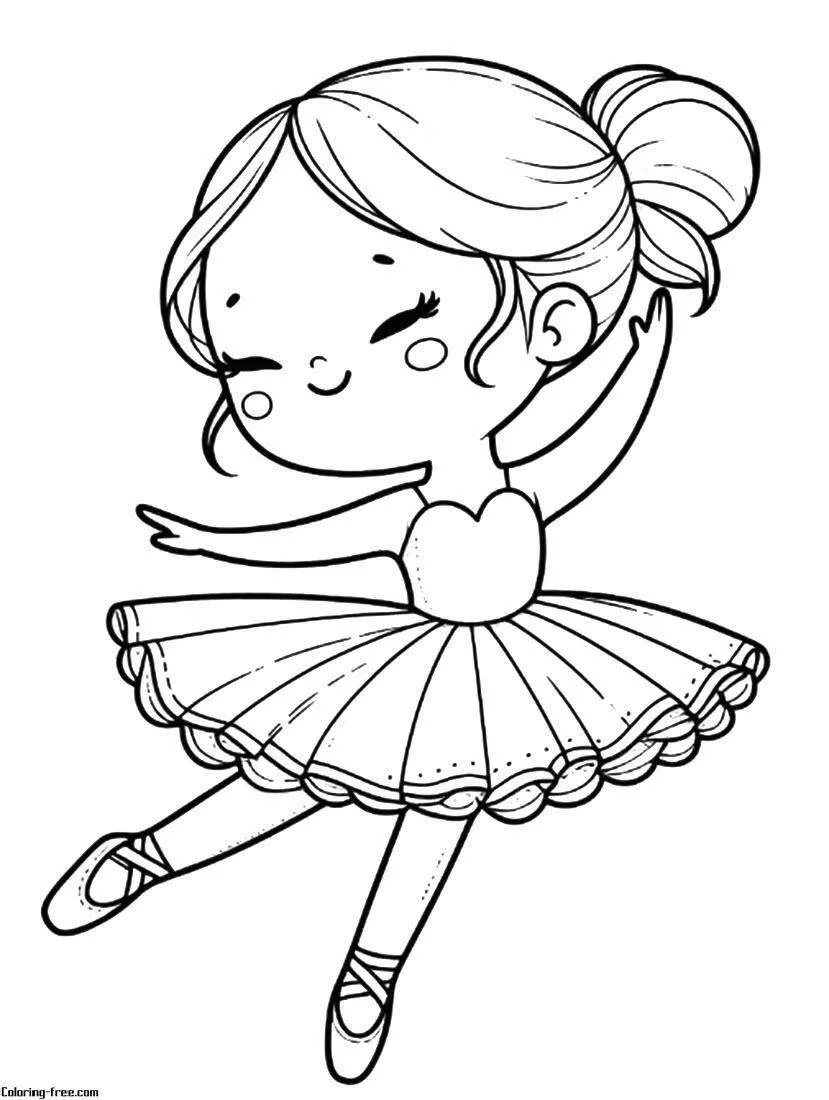 Desenho para Menina de Bailarina com Tutu para Colorir