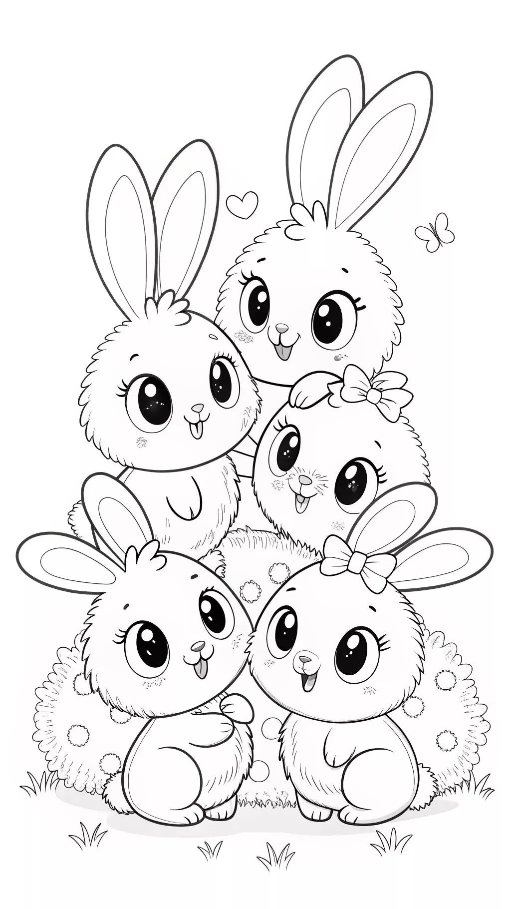 Desenho para Menina de Coelhinhos Fofinhos para Colorir