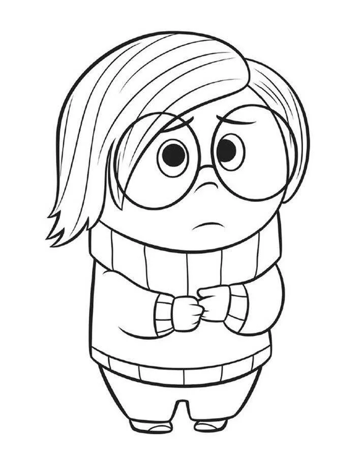 Desenho para Menina de Personagem Triste com Suéter para Colorir