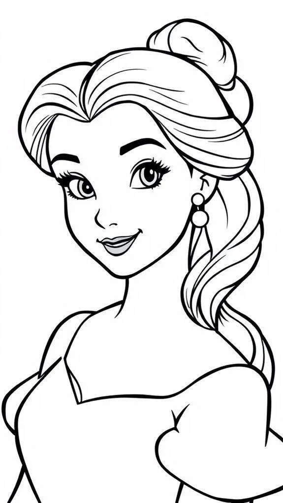 Desenho para Menina de Bela com Vestido Amarelo para Colorir