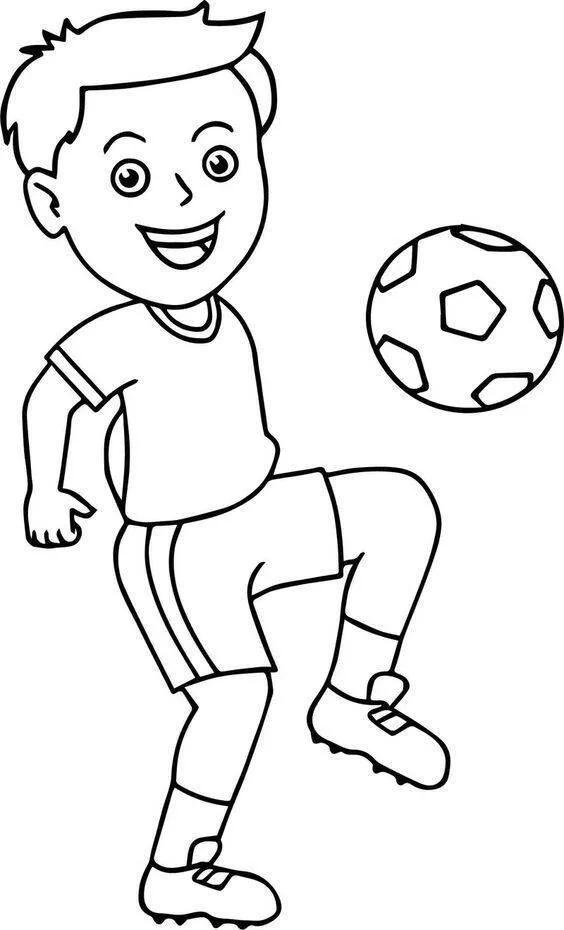 Desenho para Meninos Jogando Futebol com Bola para Colorir