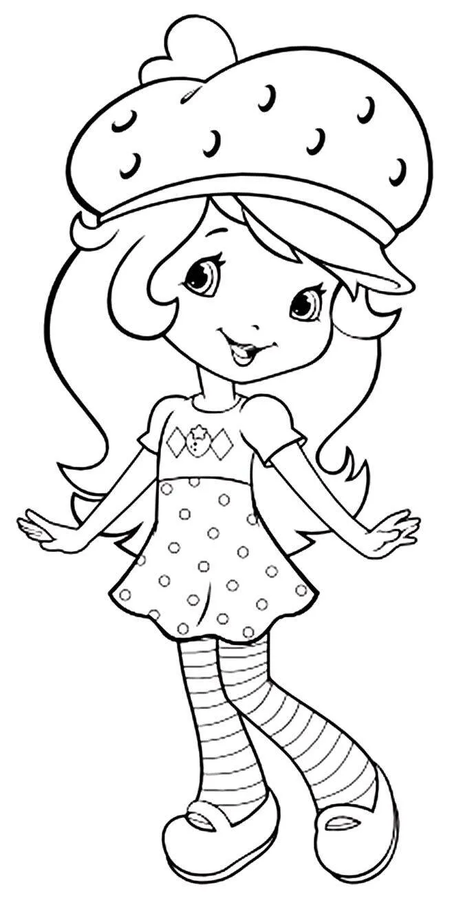 Strawberry Shortcake Girl with Hat Coloring Page