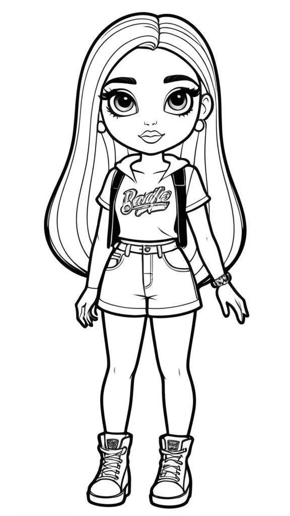 Drawing for Girl with Modern Style to Color