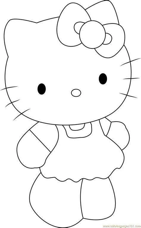 Cute Cat Girl with Bow Coloring Page