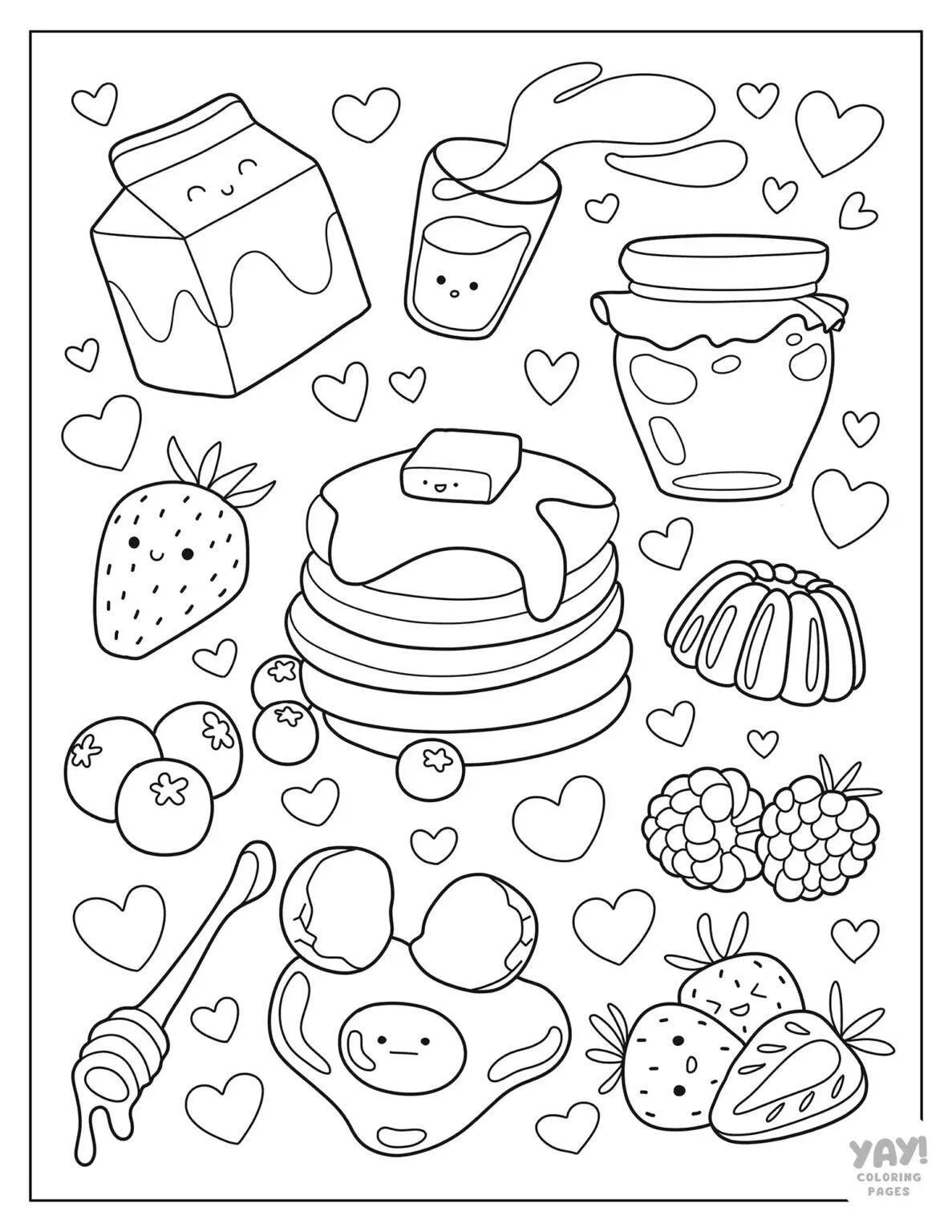 Desenho para Menina com Doces e Frutas para Colorir