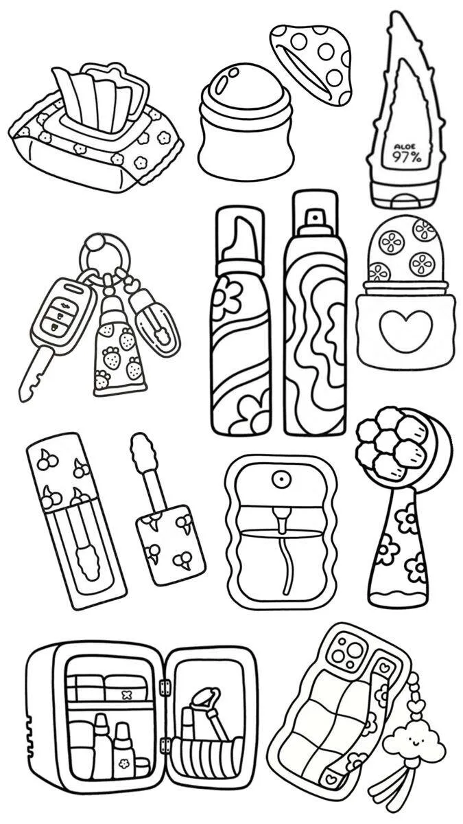 Desenho para Menina de Maquiagem e Acessórios para Colorir