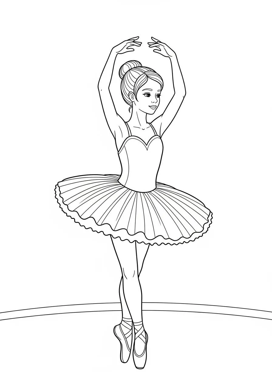 Desenho para Menina de Bailarina Elegante com Tutu para Colorir