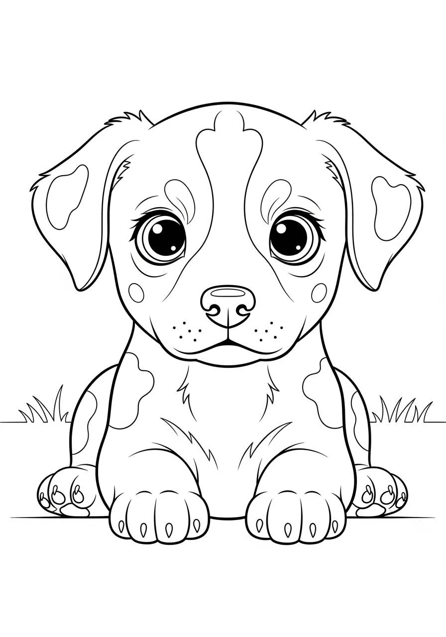 Cute Puppy with Big Eyes Coloring Page