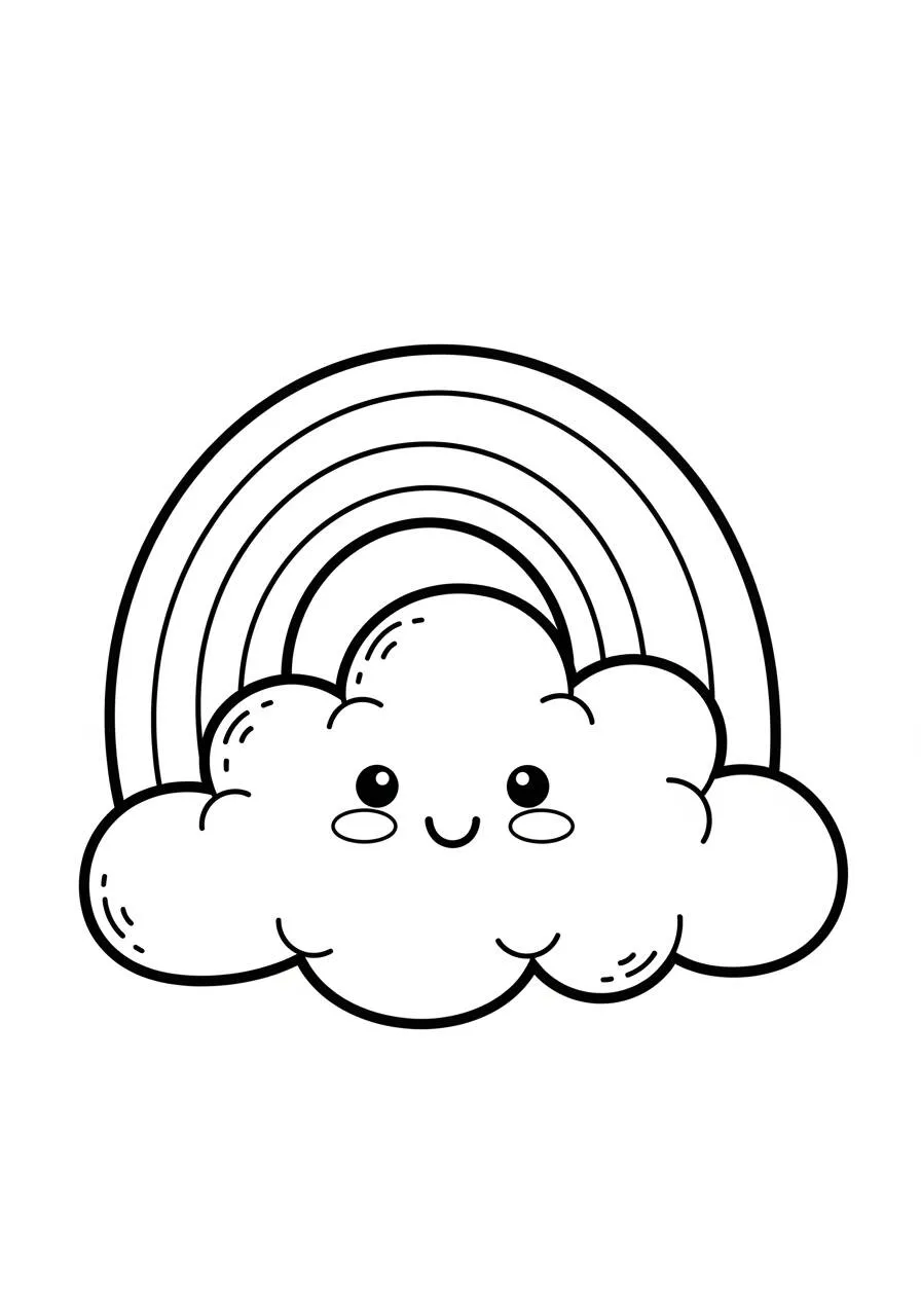 Cute Smiling Clord with Rainbow Coloring Page