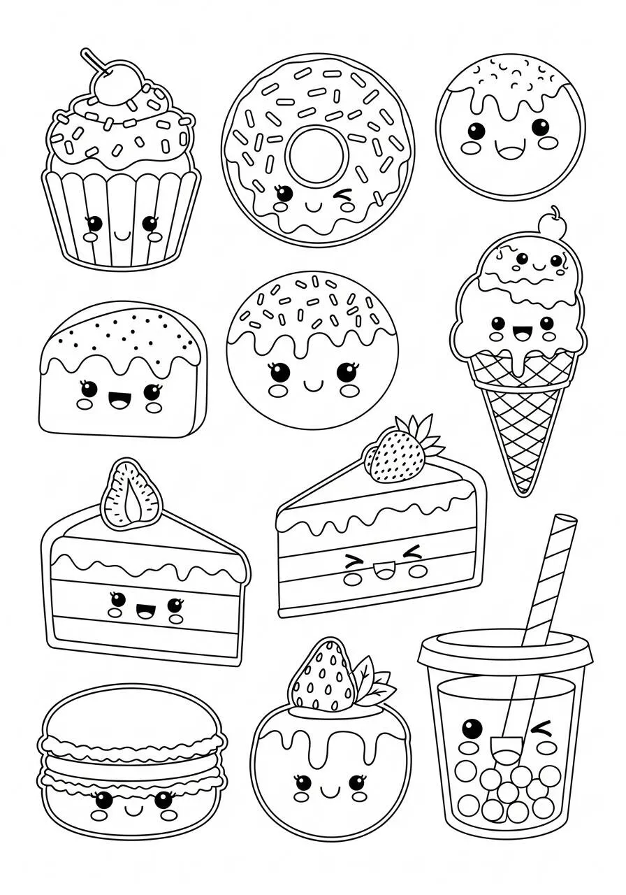 Cute Kawaii Candy Coloring Page