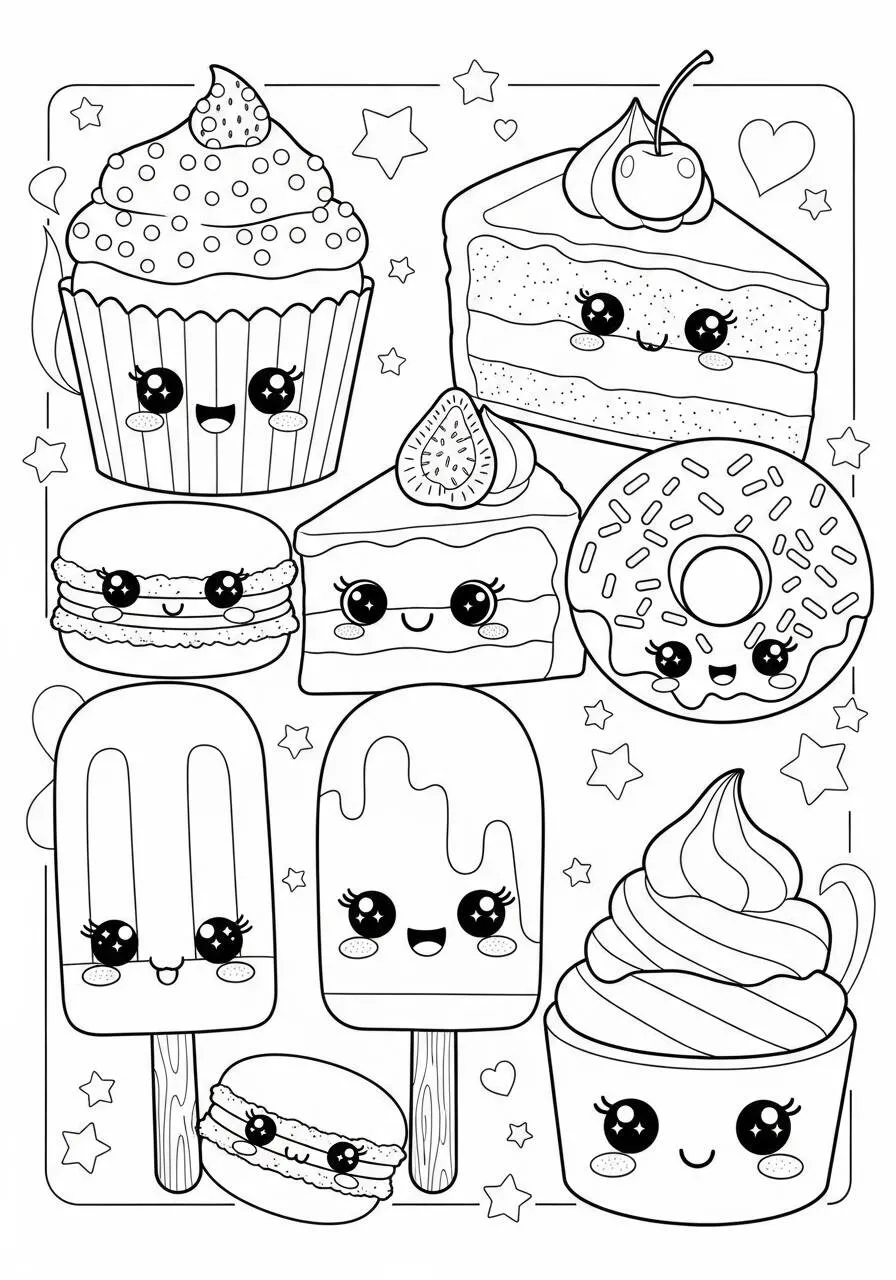 Cute Kawaii Candy Coloring Page