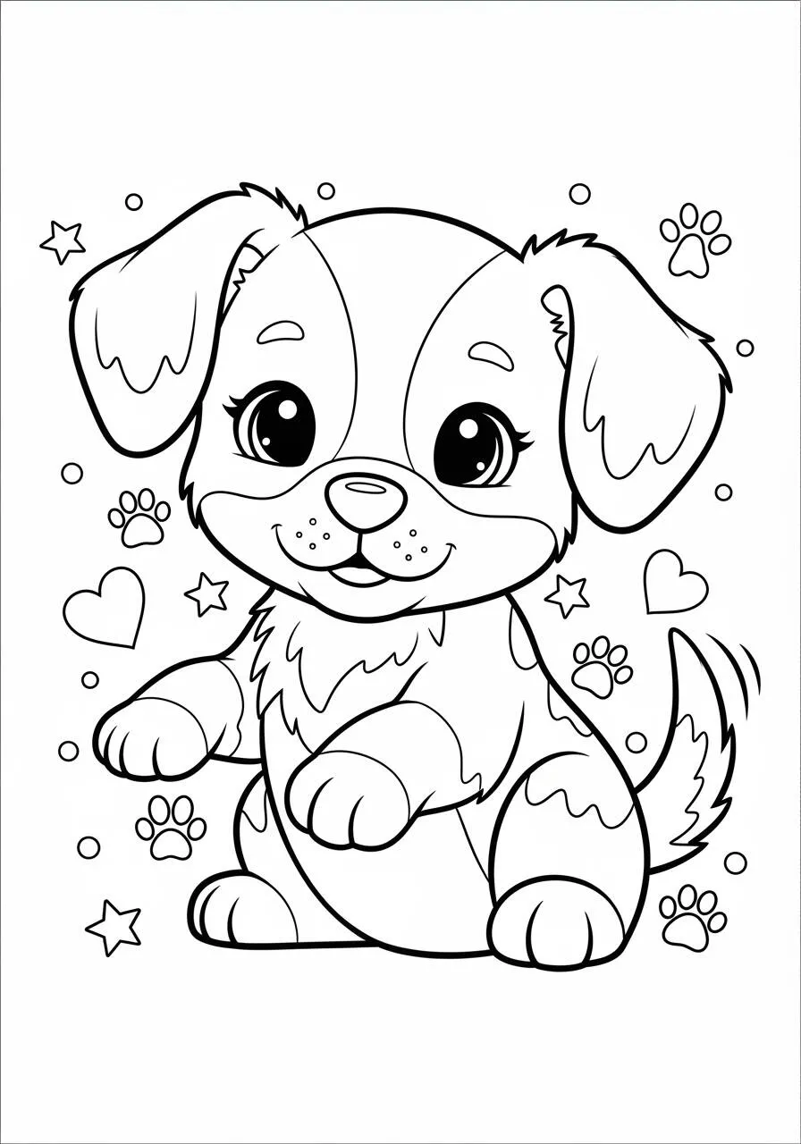 Cute Smiling Puppy Coloring Page