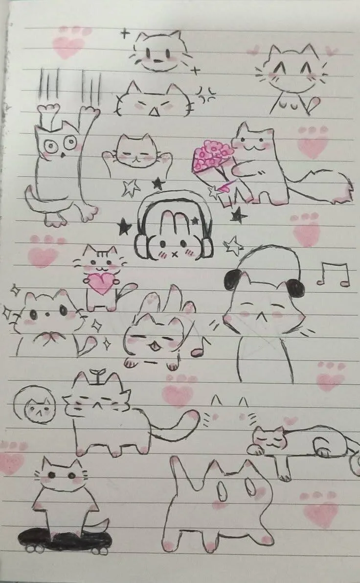 Drawing to Draw in the Cute Kittens Notebook