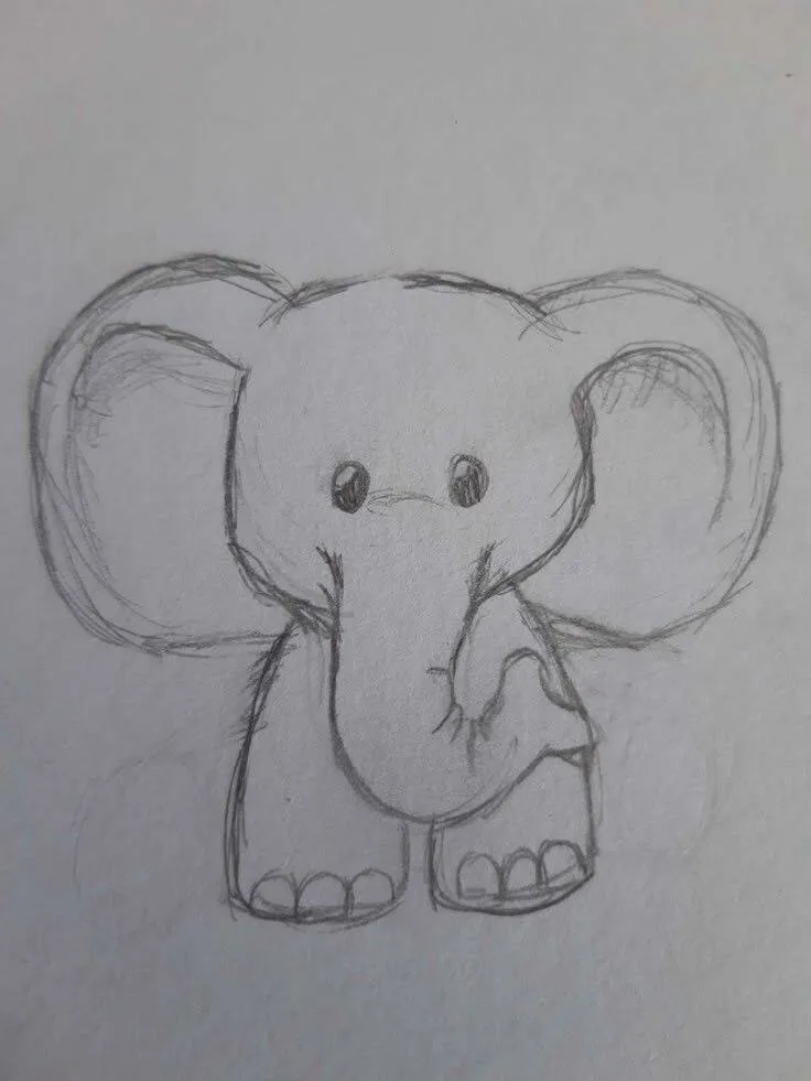 Desenho para Desenhar no Caderno de Elefante Fofo