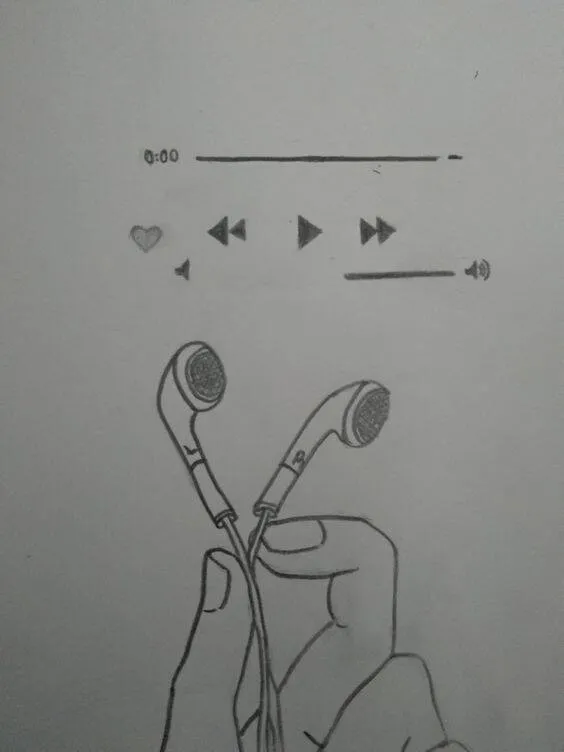 Drawing to Draw in the Headphones and Music Notebook