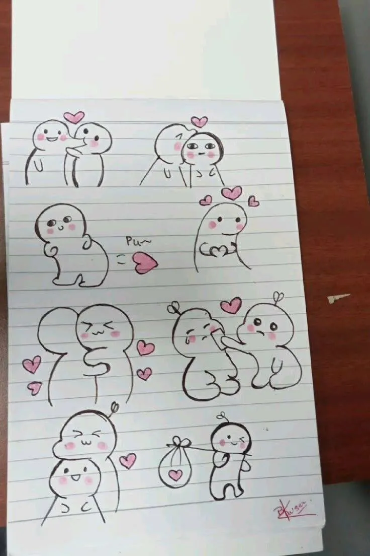 Drawing to Draw in the Notebook of Cute and Fun Characters