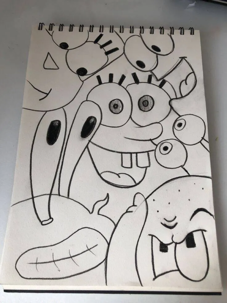 Drawing to Draw in SpongeBob and His Friends' Notebook