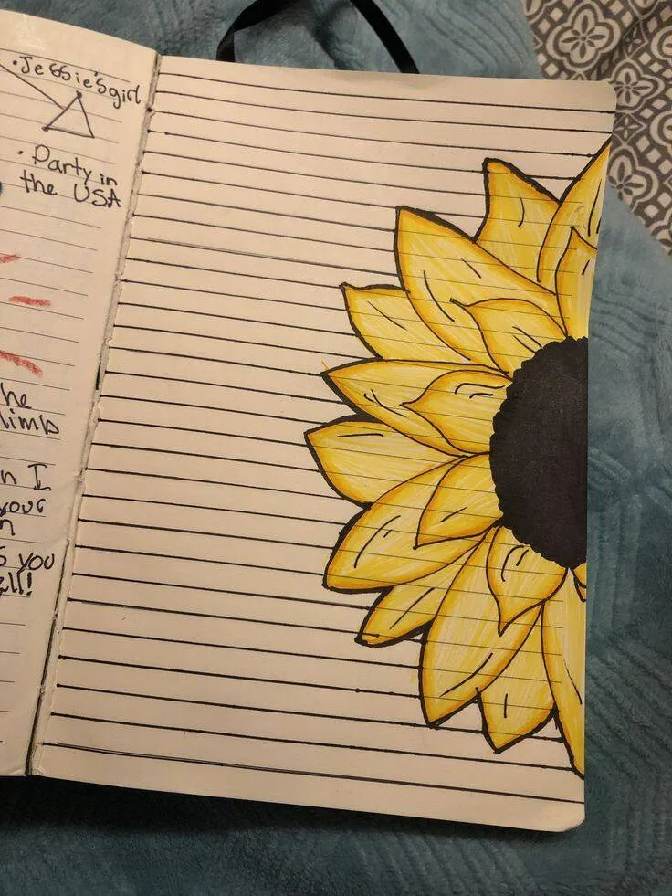 Desenho para Desenhar no Caderno de Girassol Colorido