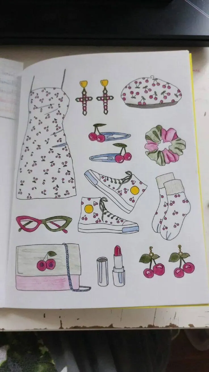 Drawing to Draw in the Fashion Notebook with Cherries