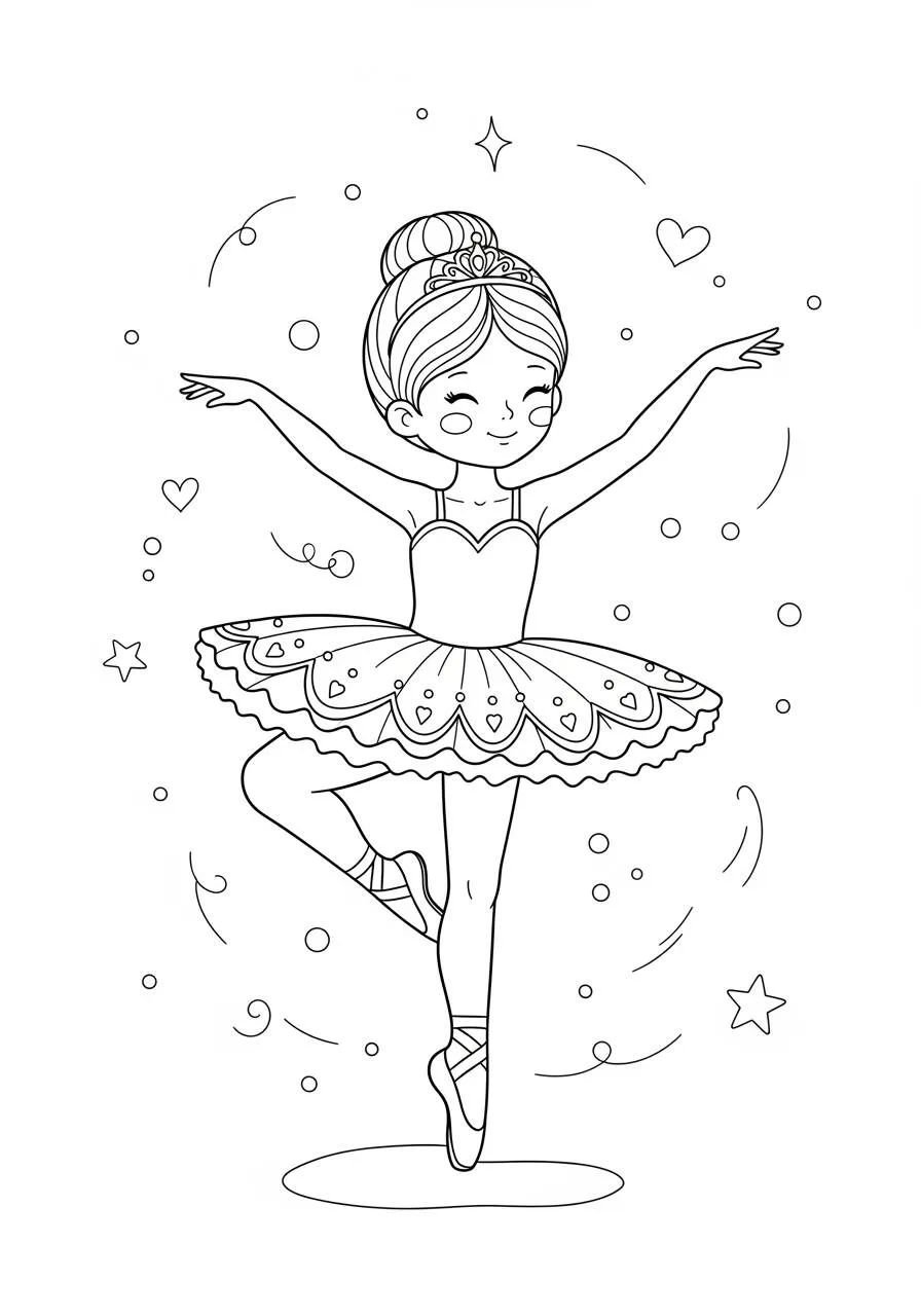 Cute Ballerina with Tulle Skirt Coloring Page