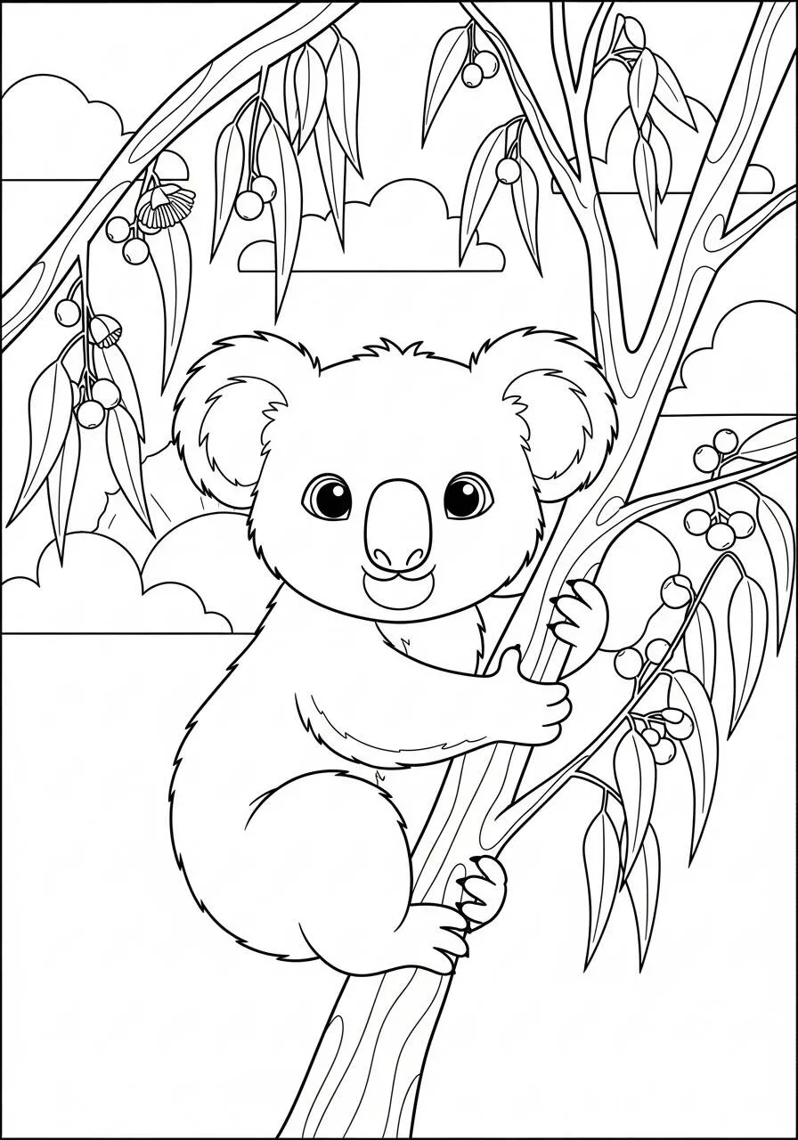 Cute Coaline Hugging Tree Coloring Page