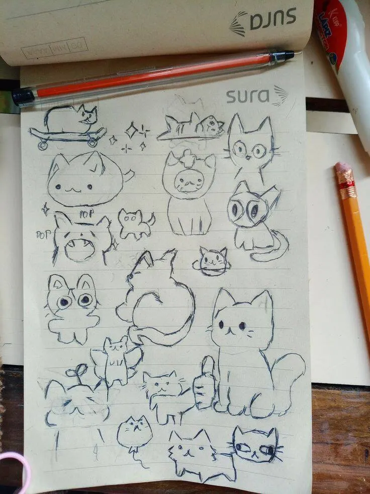 Drawing to Draw in the Cute Kittens Notebook