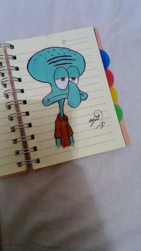 Drawing to Draw in Funny Squidward's Notebook