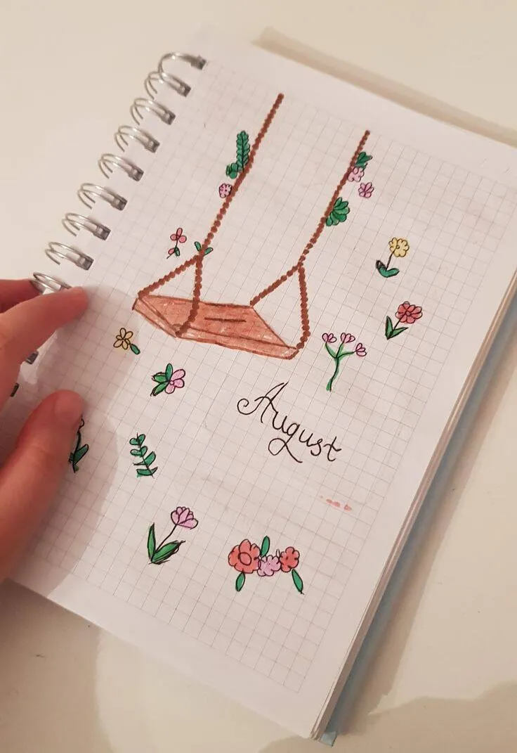 Desenho para Desenhar no Caderno de Balanço e Flores Coloridas