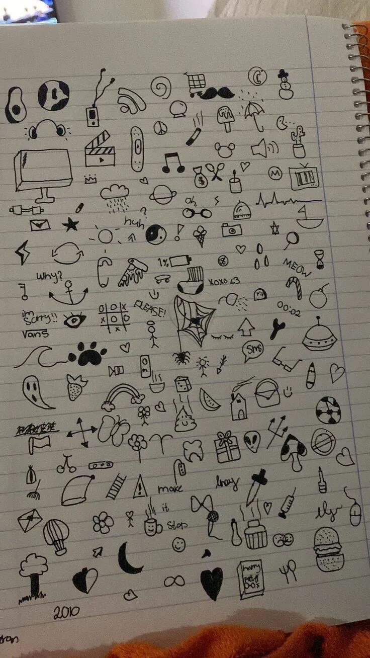 Desenho para Desenhar no Caderno de Ícones Diversos e Criativos
