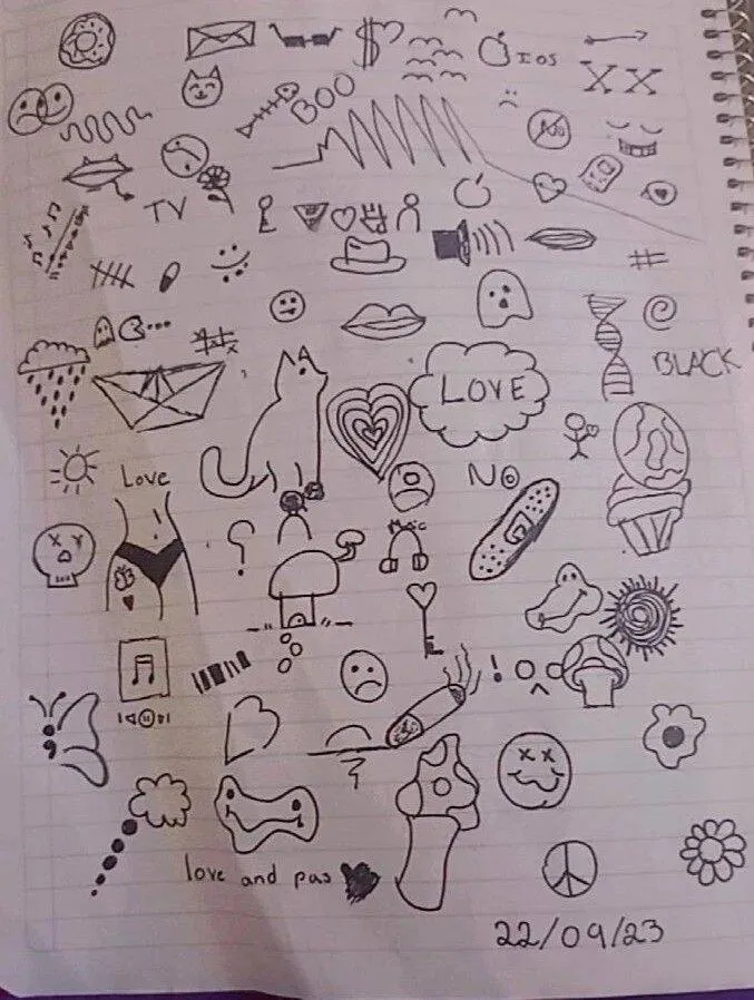 Desenho para Desenhar no Caderno de Símbolos Diversos e Criativos