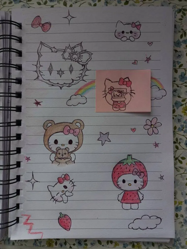 Desenho para Desenhar no Caderno de Hello Kitty e Amigos