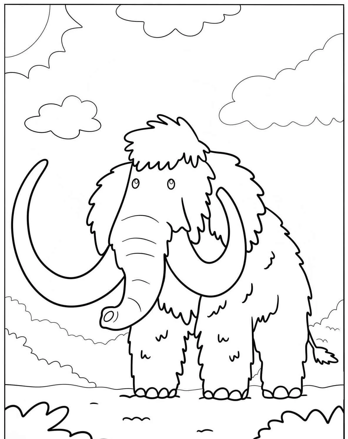 Cute Mammoth with Stylish Hair Coloring Page