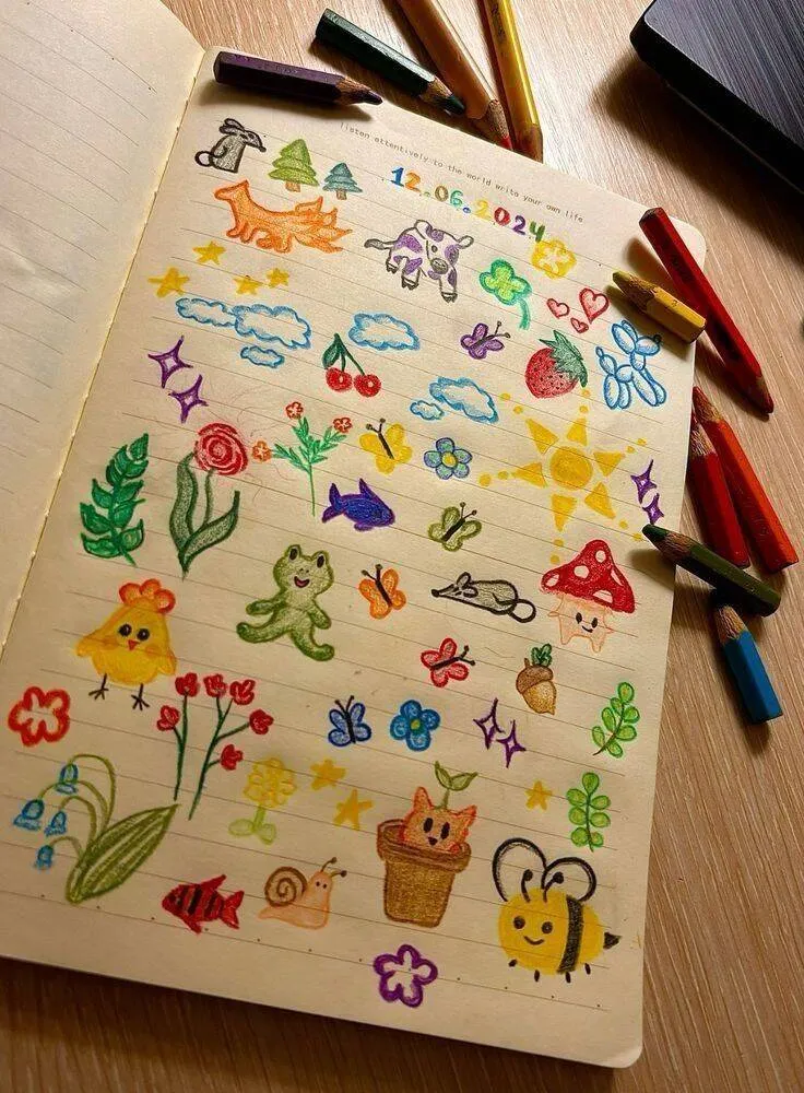 Drawing to Draw in Colorful Animals and Nature Notebook