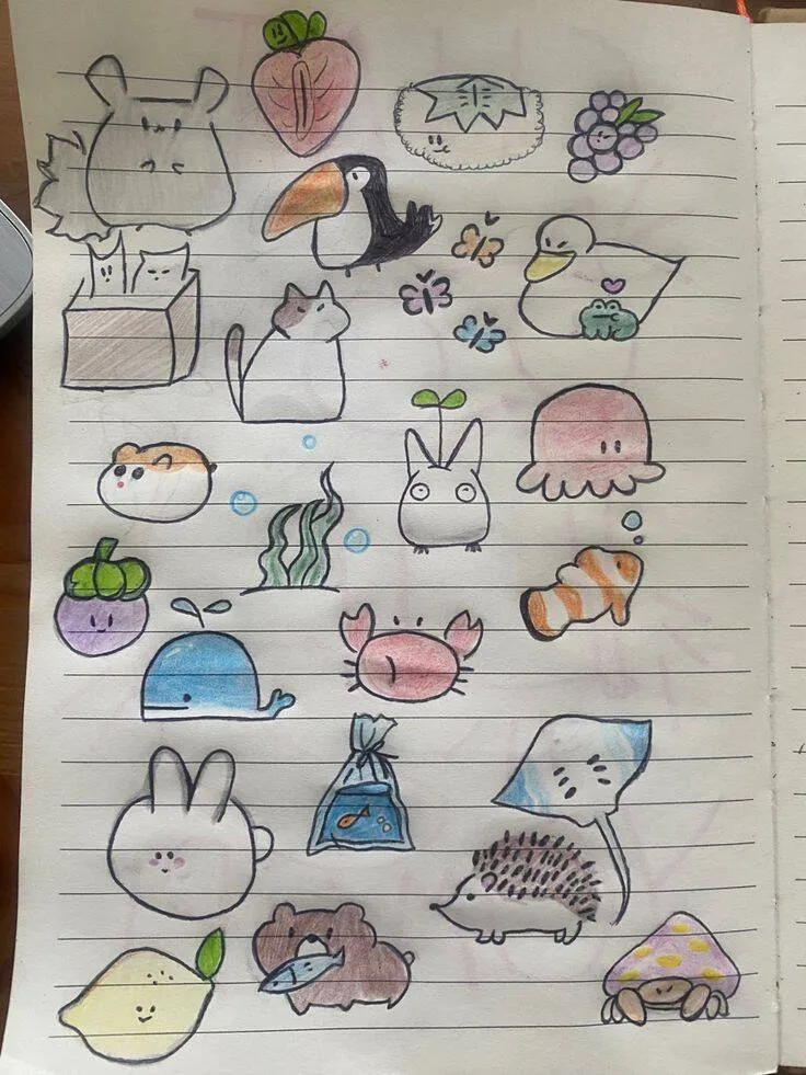Drawing to Draw in a Cute and Colorful Animal Notebook
