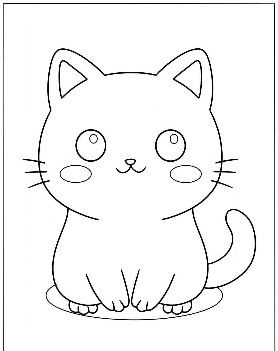 Coloriage de chat mignon Kawaii