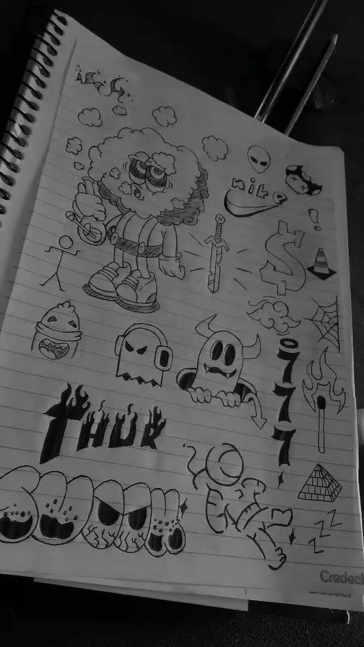 Drawing to Draw in the Notebook of Funny and Creative Characters