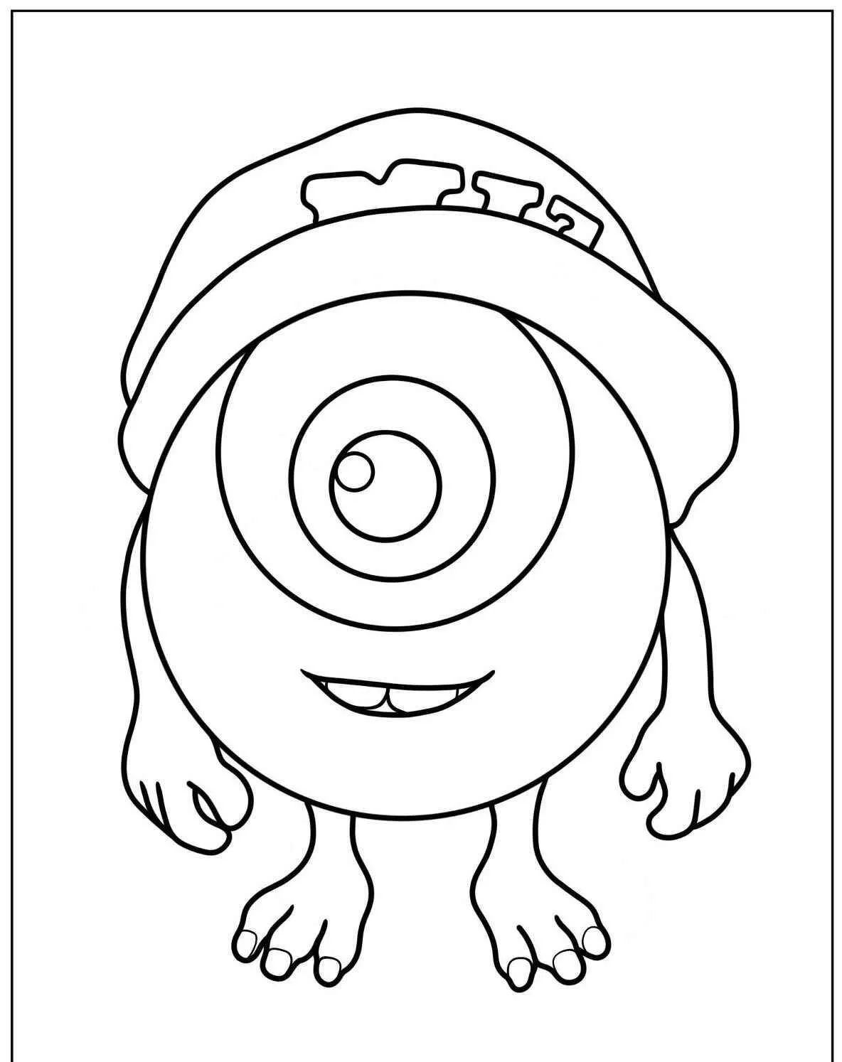 Desenho Fofo de Monstrinho com Boné para Colorir