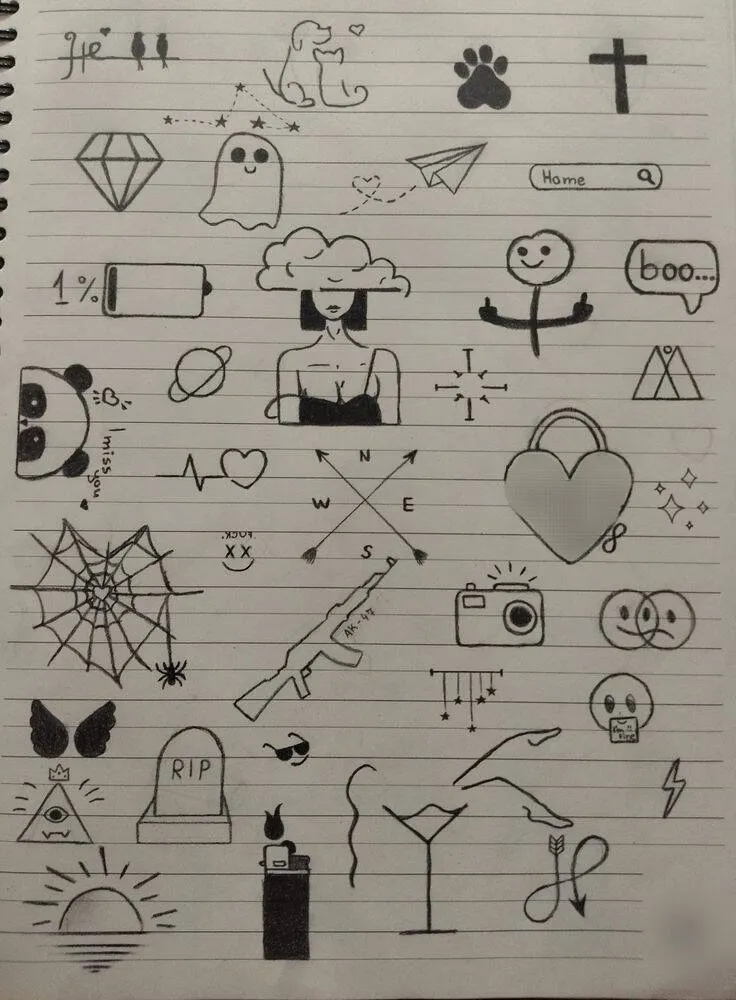 Drawing to Draw in the Notebook of Diverse and Creative Icons