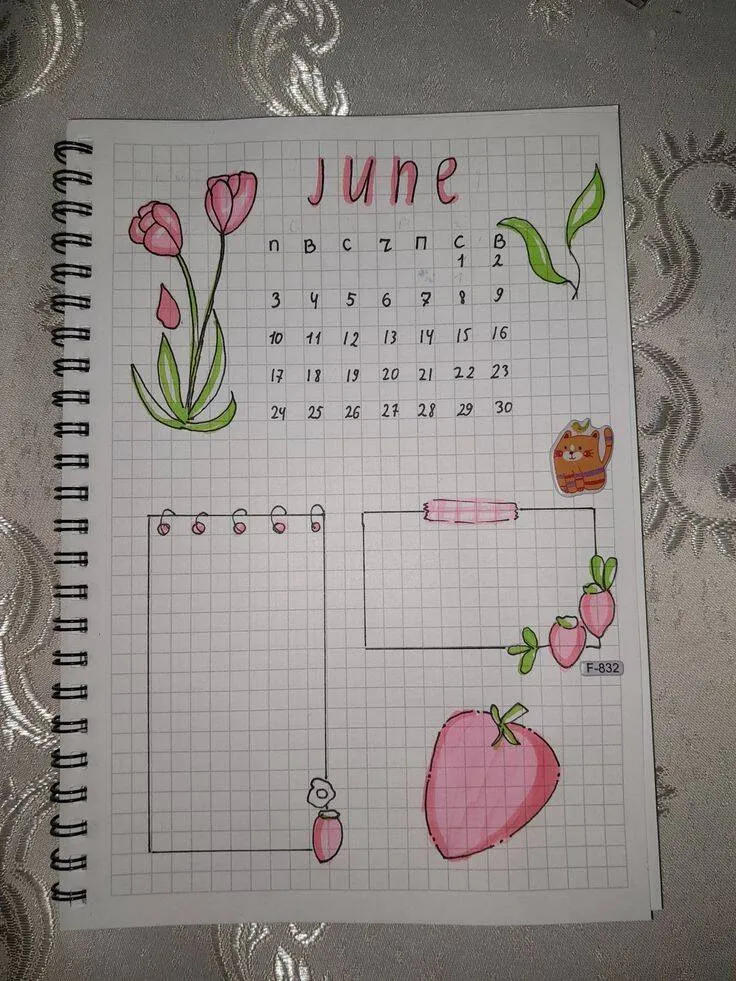 Drawing to Draw in the Flowers and Strawberries Notebook