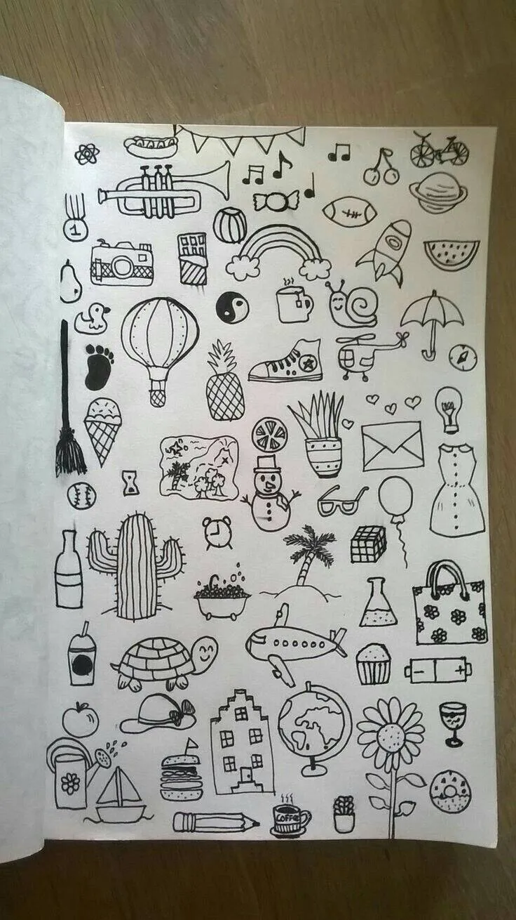 Drawing to Draw in the Notebook of Variors Fun Items