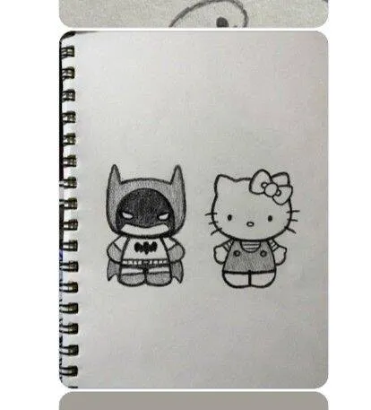 Desenho para Desenhar no Caderno do Batman e Hello Kitty