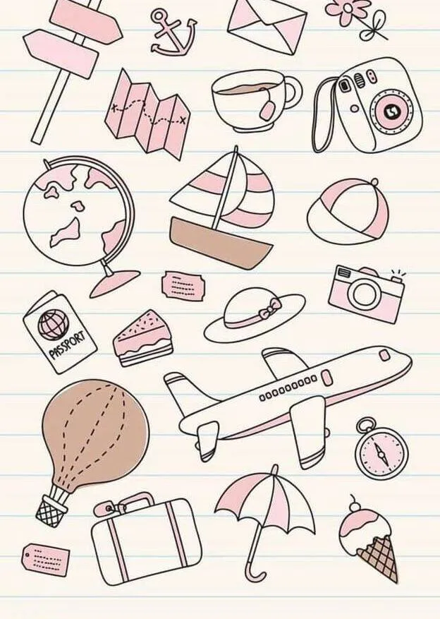 Desenho para Desenhar no Caderno de Viagem Divertida