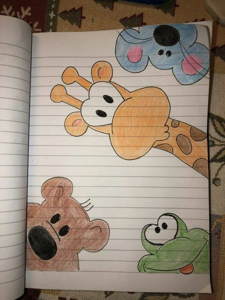 Desenho para Desenhar no Caderno de Animais Divertidos