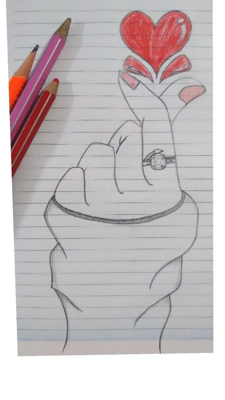 Desenho para Desenhar no Caderno de Mão com Coração