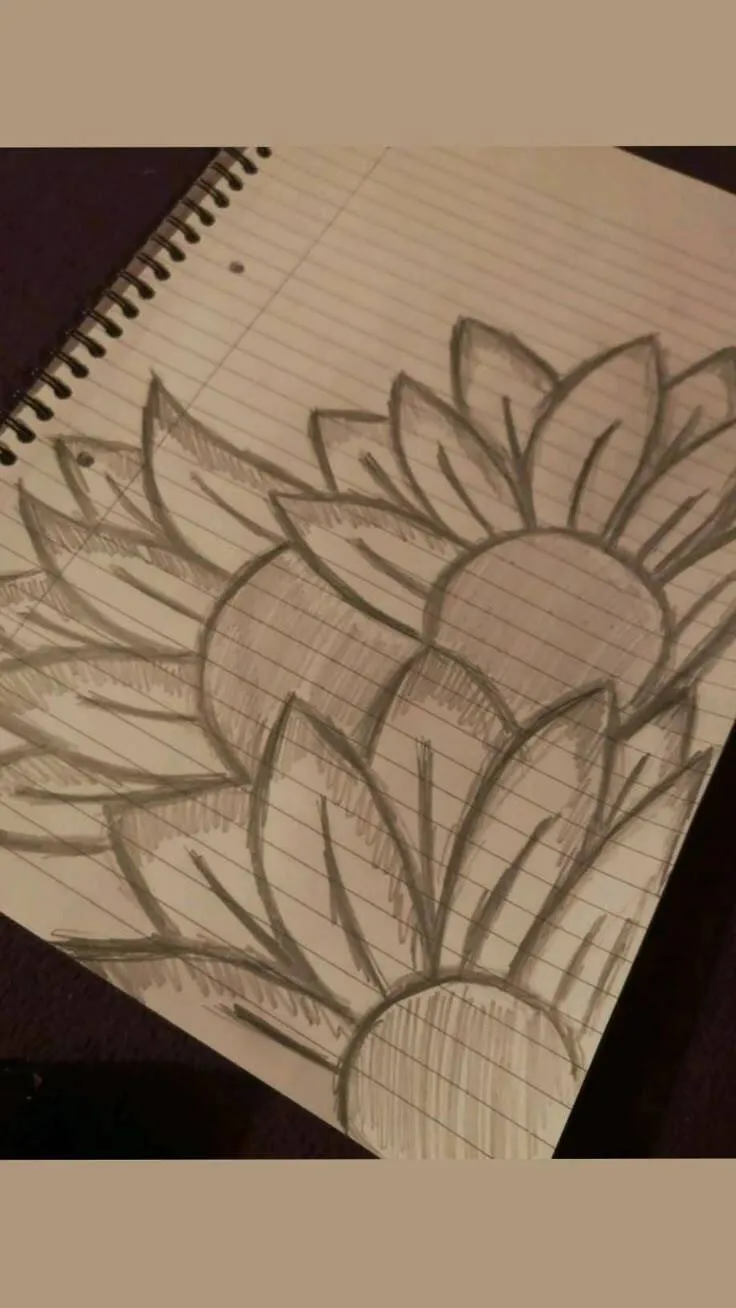 Desenho para Desenhar no Caderno de Flores de Girassol