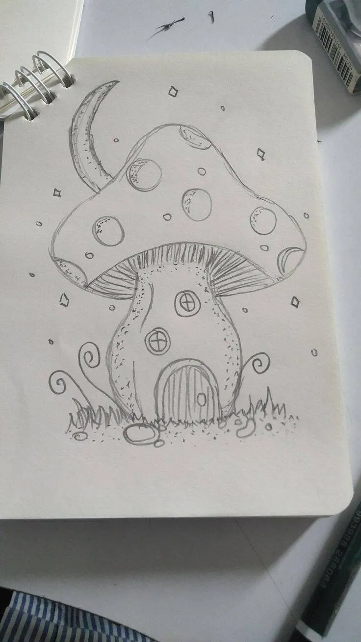 Desenho para Desenhar no Caderno de Cogumelo Mágico