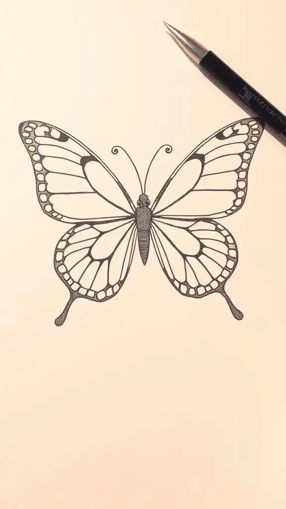 Desenho para Desenhar Bonito de uma Borboleta Detalhada